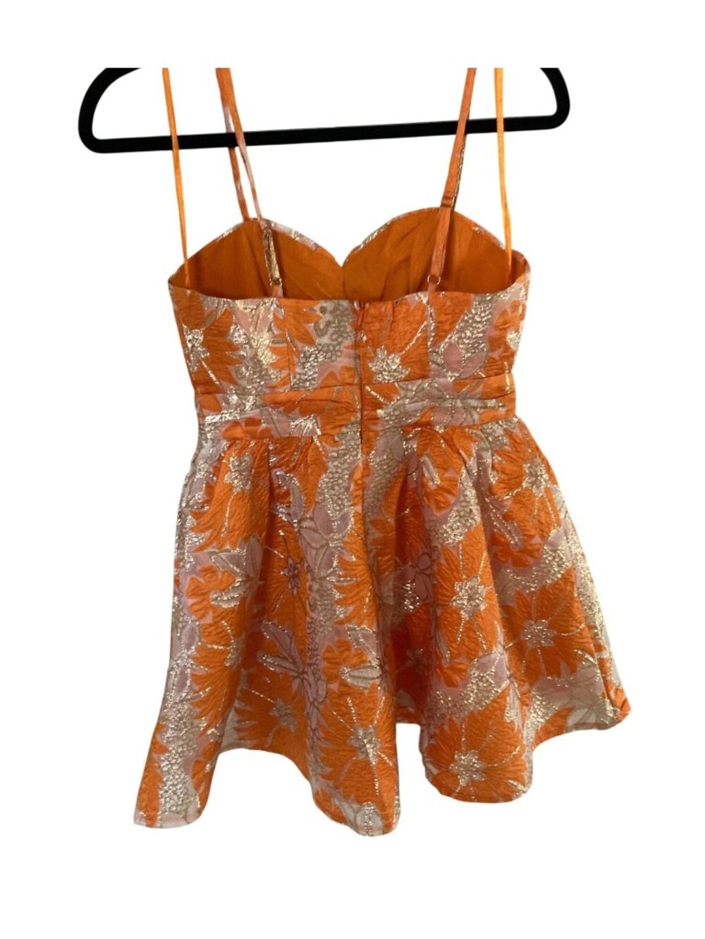 Angel Biba Orange and Gold Floral Mini Dress - Picture 4 of 6
